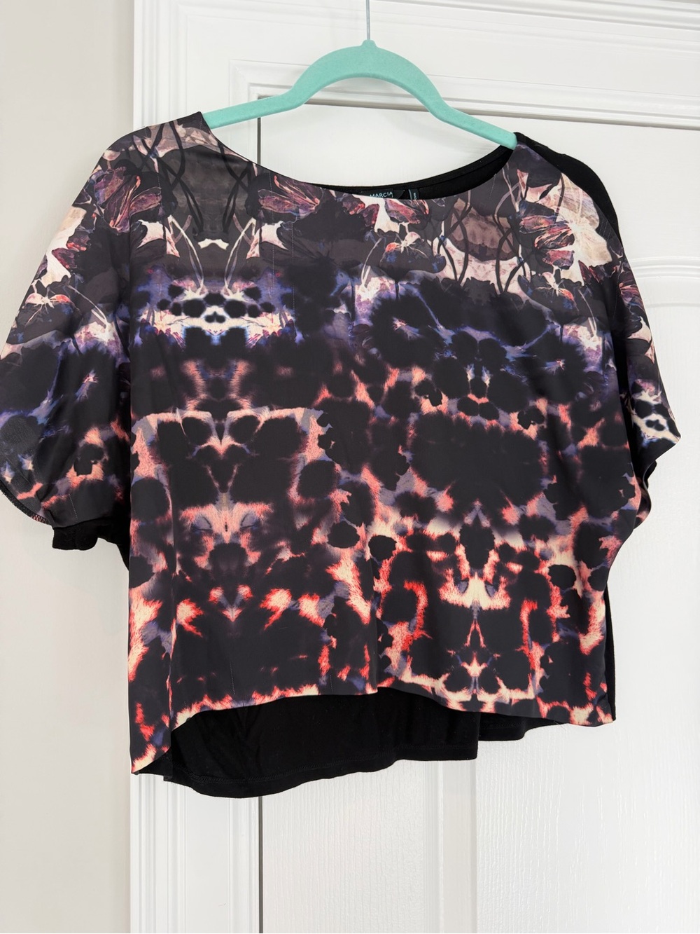 Marciano Black Multicolor Cropped Tie-Dye Top